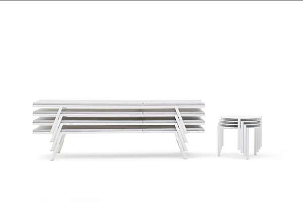 Lettino prendisole in alluminio verniciato con ruote VARASCHIN Bahia 2260 fabbrica VARASCHIN dall'Italia. Foto №10