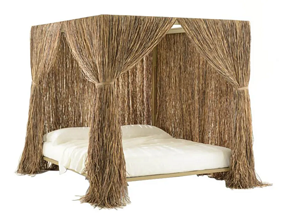 Letto matrimoniale con testata imbottita in rafia Edra Cabana CBNB50 fabbrica EDRA dall'Italia. Foto №3