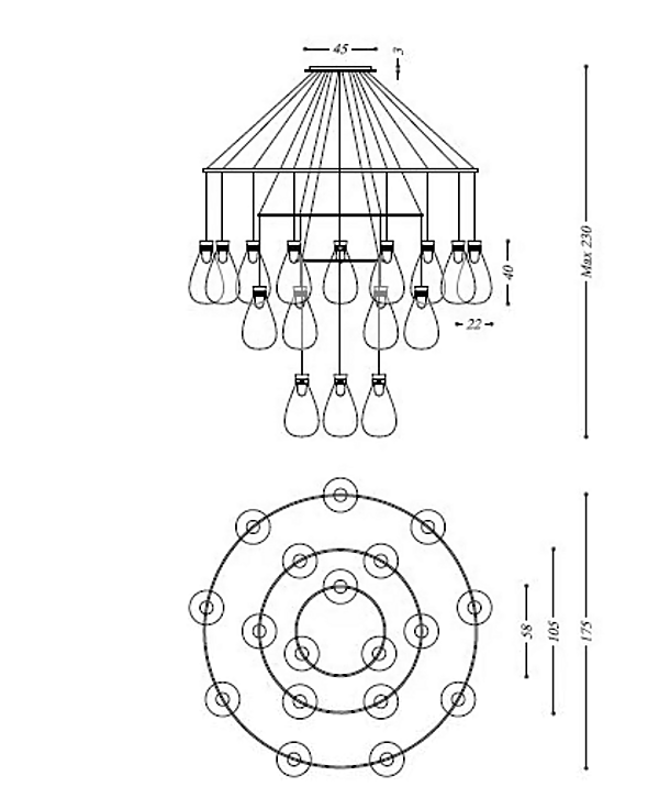 Lampadario in vetro soffiato POLTRONA FRAU SOFFI fabbrica POLTRONA FRAU dall'Italia. Foto №13