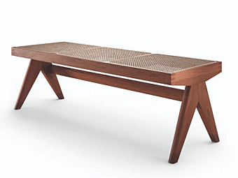 Panchina in legno massello e canna di Vienna CASSINA 057 Civil Bench 057