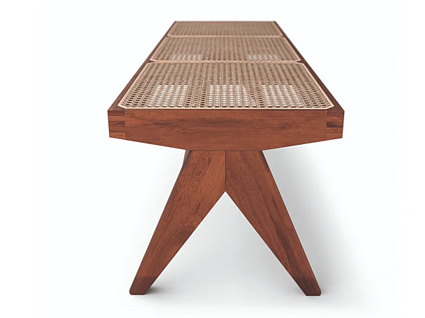 Panchina in legno massello e canna di Vienna CASSINA 057 Civil Bench 057 fabbrica CASSINA dall'Italia. Foto №2