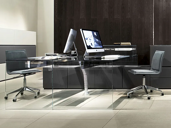Scrivania da ufficio in vetro e acciaio inox Gallotti&Radice Multiple Air Desk 1 Up fabbrica Gallotti & Radice dall'Italia. Foto №2