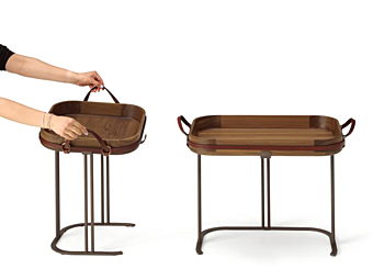 Tavolino da caffè in metallo con piano in legno massello Leonardo ARTE BROTTO L1044 L1044/40LS, L1044/60LS