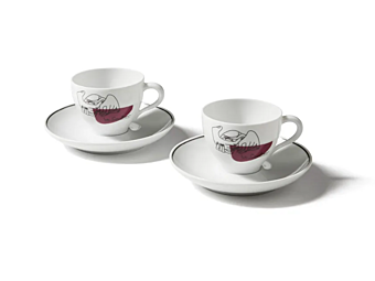 Set di tazze in porcellana con piattino CASSINA GNR Service Prunier GNR 23