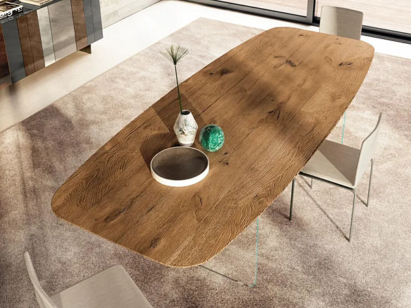 Tavolo in legno e vetro a forma di barile AIR SOFT 2210W LAGO 2210W fabbrica LAGO dall'Italia. Foto №1