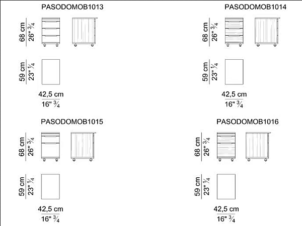 Unità di cassettiere in legno con ruote Paso Doble i 4 Mariani fabbrica i 4 Mariani dall'Italia. Foto №3