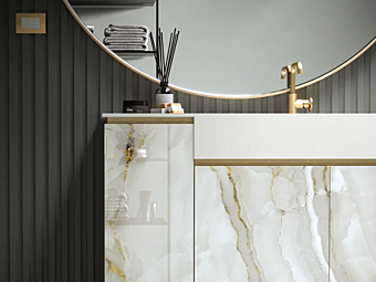 Unità lavabo in vetro a pavimento con lavandino integrato ARTELINEA FUSION AL 602