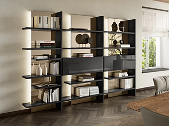 Libreria in legno con luci integrate Pentagram 1457 LAGO