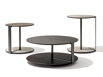 Tavolino da caffè rotondo in metallo Clamp GIORGETTI 71800, 71810, 71830