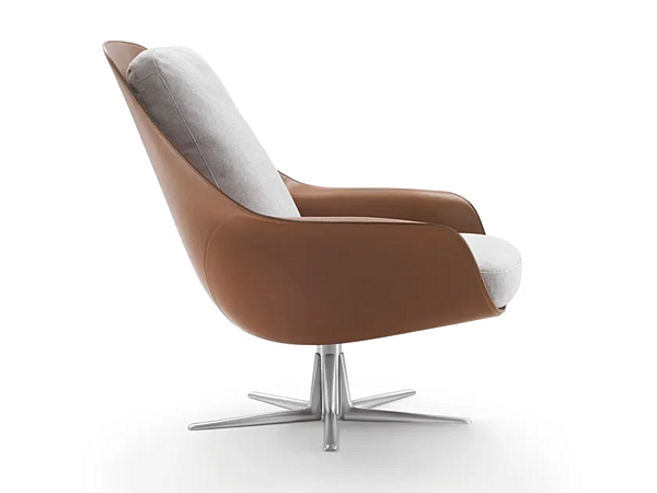 Poltrona girevole in pelle con base a 5 razze e braccioli FLEXFORM Sveva fabbrica FLEXFORM dall'Italia. Foto №3