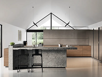 Cucina su misura in noce Artematica Tactile Nocciola con Logica VALCUCINE