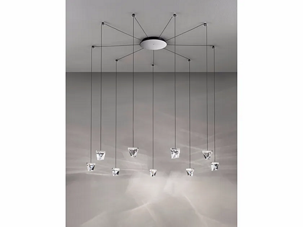 Lampadario a sospensione in cristallo LED Fabbian Tripla 9 punti fabbrica Fabbian dall'Italia. Foto №1