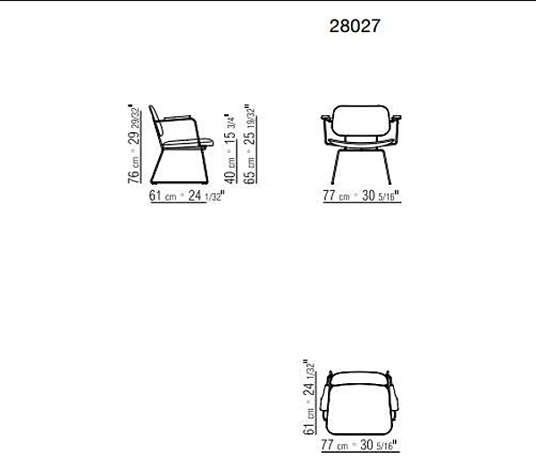 Poltrona con braccioli in pelle conciata a sled base FLEXFORM Echoes S H fabbrica FLEXFORM dall'Italia. Foto №3