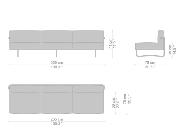 Divano a tre posti con schienale imbottito CASSINA 5 Canapé Appartement Le Corbusier 005 fabbrica CASSINA dall'Italia. Foto №5