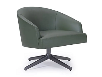 Poltrona girevole in pelle con base a 4 razze e braccioli Moore Relax I 4 Mariani