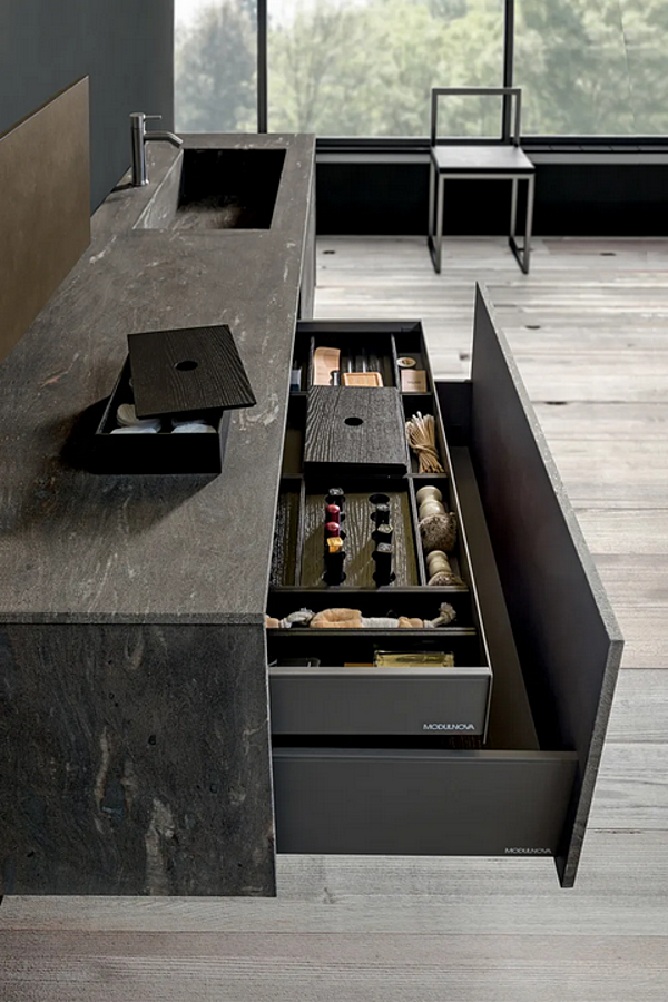 Mobile lavabo in granito con specchio Blade LAB MODULNOVA fabbrica Modulnova dall'Italia. Foto №6