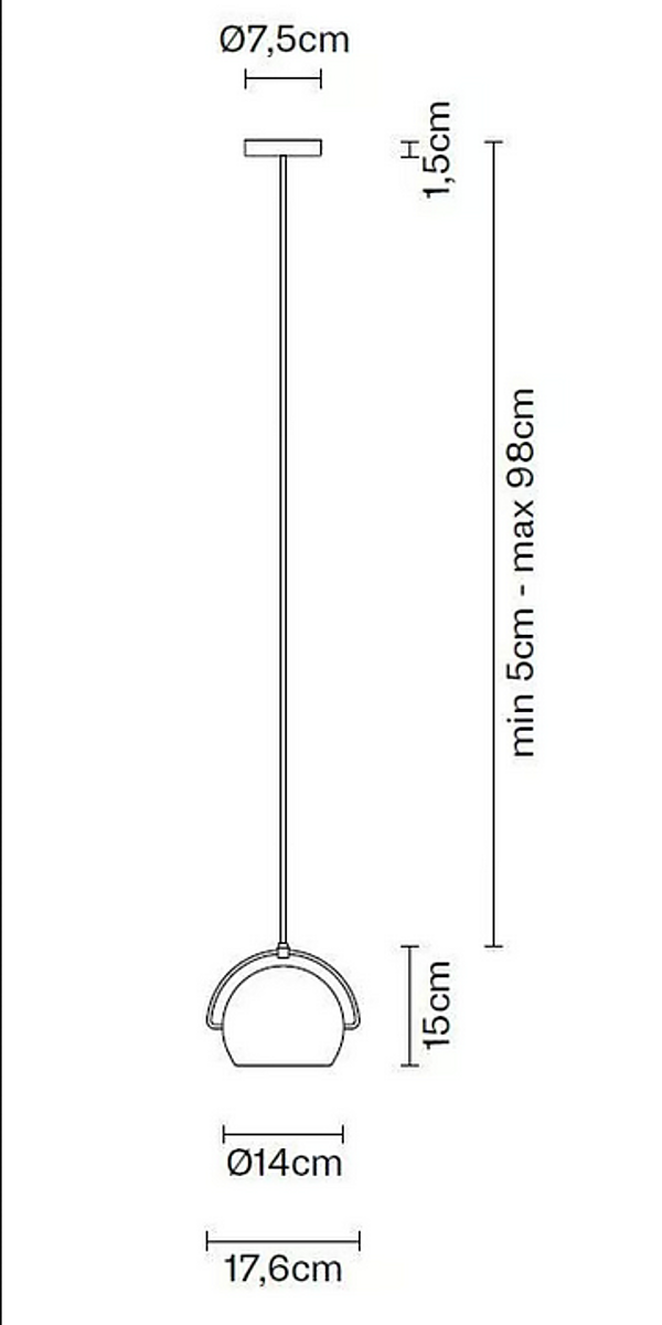 Lampada a sospensione in metallo Beluga in acciaio Fabbian fabbrica Fabbian dall'Italia. Foto №12