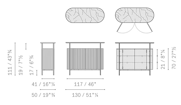 Credenza in pelle conciata con ante e piano in marmo MI POLTRONA FRAU fabbrica POLTRONA FRAU dall'Italia. Foto №8